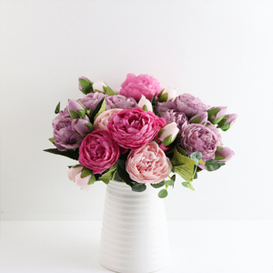 QSLH-VF281 flores artificiales pequeñas, 5 cabezas, rosa, Flora, boda, rosa, para decoración - Product Image 4