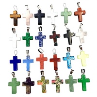 Collier Luminescent en Pierre Naturelle et Cristal, Pendentif Croix Tendance, Vente en Gros Usine, DIY Jade, Quartz Rose, Aventurine Verte