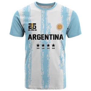 Jersey Sepak Bola Argentina Juara Empat Bintang 2026 Kaos Pria Kerah Bulat Lengan Pendek Esensial untuk Penggemar ARG dan Pendukung Messi - Product Image 2