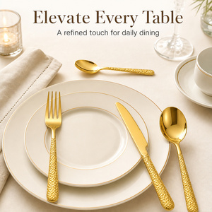 Smooth Polished Eco-Friendly Reusable Stainless Steel <b>Flatware</b> <b>Set</b> 4-Piece Retro Home Party Catering Use - Product Image 2