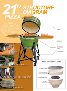 Auplex Italien Moderne Céramique <span class=keywords><strong>Four</strong></span> <span class=keywords><strong>À</strong></span> <span class=keywords><strong>Pizza</strong></span> Intérieur Commercial/Restaurant Utilisation Vert Charbon De Bois Acier Fer Mobile Extérieur Au Feu De Bois - Product Image 3