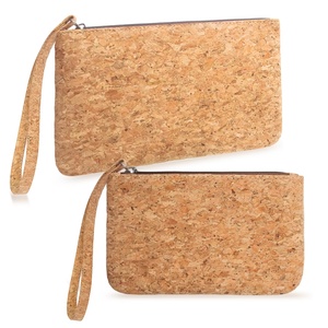 Women's RFID Vegan Leather Wallet Wholesale Eco Friendly Cork Leather Wrist Purses Cosmetic Bag <b>Wristlet</b> Purse - Product Image 1