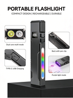 Linterna Portátil Recargable RGB con Clip Magnético, 1000 Lúmenes, con LED Blanco y UV, Linterna de Largo Alcance, Linterna EDC