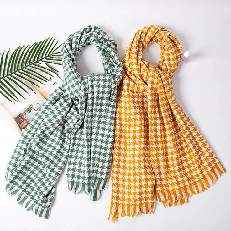 Lenço de caxemira verde grosso para mulheres, tipo lenço com capuz, moda de inverno