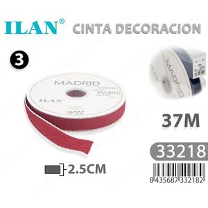 Cinta Decorativa ILAN de 2.5 cm x 37 m, Tejida, con Patrón Rojo Madrid - Product Image 3