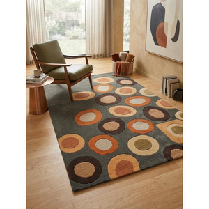 Alfombra Moderna con Diseño Abstracto de Círculos, Rectangular, de Lana y Acrílico, con Pelo Medio, Base de Goma, para Sala de Estar - Product Image 4