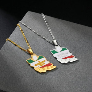 Colliers tendance anti-ternissement en argent et or PVD, bijoux fins en acier inoxydable 316L, collier carte de l'Iran pour femmes - Product Image 4