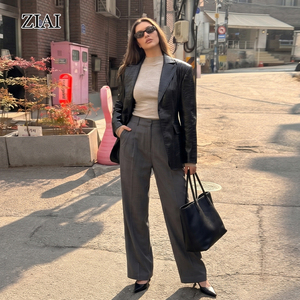 Blazer <span class=keywords><strong>Oversize</strong></span> in Pelle Goffrata Effetto Coccodrillo da Donna ZIAI |   <span class=keywords><strong>Giacca</strong></span> in <span class=keywords><strong>Ecopelle</strong></span> Nera, Abbigliamento Casual e Formale per Tutte le Stagioni - Product Image 5