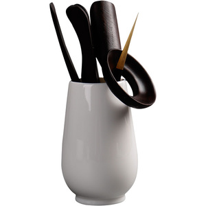 Dehua White Porcelain <b>Tea</b> <b>Set</b> Six Gentlemen Ebony Wood <b>Tea</b> Tools Kung Fu <b>Tea</b> Accessories Cylinder Shape Without Lid - Product Image 5