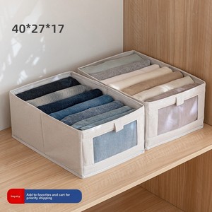 Caja de Almacenamiento Plegable Grande, Moderna y Minimalista, con Ventana Transparente, de Algodón y Lino, <span class=keywords><strong>para</strong></span> Ropa, <span class=keywords><strong>Libros</strong></span> Infantiles y Otros Artículos - Product Image 3