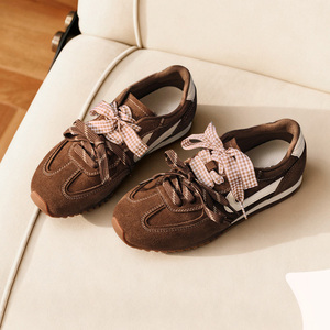 Chaussures de sport rétro rouges pour femmes avec talonnette intégrée, en cuir véritable, semelle souple, style Forrest Gump, baskets décontractées - Product Image 2