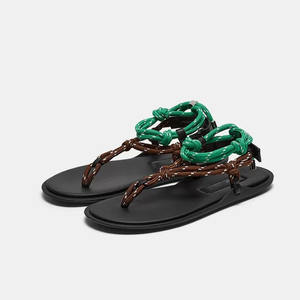 신발 플랫 숙녀 샌들 여름 여성 슬리퍼 로프 샌들 플랫 캐주얼 샌들 소녀 - Product Image 5