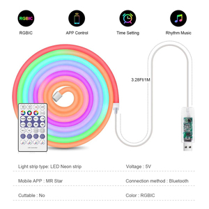 <span class=keywords><strong>ไฟ</strong></span>นีออนกันน้ำ 5 เมตร สำหรับภายนอกอาคาร แบบ USB 5V RGB พร้อมชุดอุปกรณ์ครบชุด ควบคุมผ่านแอปสมาร์ทโฟน <span class=keywords><strong>ไฟ</strong></span> LED แบบยืดหยุ่น RGBIC สำหรับตกแต่งภายใน - Product Image 2