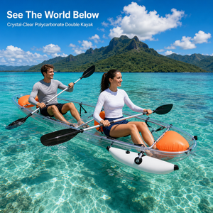 Kayak transparent robuste <span class=keywords><strong>en</strong></span> tandem pour <span class=keywords><strong>2</strong></span> adultes, <span class=keywords><strong>en</strong></span> polycarbonate, pour sports nautiques et séances photo <span class=keywords><strong>de</strong></span> mariage - Product Image 3