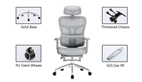 Chaise de bureau ergonomique en maille avec repose-pieds intégré et dossier inclinable, avec vérin à gaz de classe 4