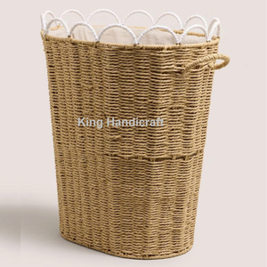 Panier à linge à bord festonné découpé, paniers de rangement faits à la main, bien organisés pour l'organisation du salon - Product Image 1