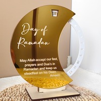 Vente en gros acrylique et bois rond Ramadan calendrier de l'avent style musulman décoration de la maison accessoires de table pour le mois du Ramadan