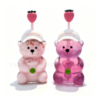 2026 20 Oz. Gobelet à boisson froide pour chien avec couvercle et bec verseur, Premium 591 ml, rose, motif ours en peluche fraise