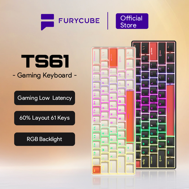TS61 61 KEYS Portable 60% Small Wired Teclado Mecanico Hot-swappable RGB Gaming Mechanical Keyboard for Computer Keyboards