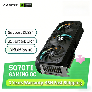 NOUVEAU GPU GeForce RTX 5070Ti GAMING OC 16 Go GDDR7 256 bits Trois ventilateurs Effet lumineux RGB Composants d'ordinateur de jeu de bureau Prise en charge D - Product Image 1