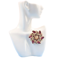 Broche et épinglette en alliage plaqué, ornée d'une guirlande de fleurs en strass, élégante et raffinée, pour fiançailles et mariage