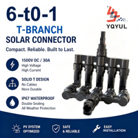 Conector en T YQYUL IP67 Impermeable, 7 Puertos, Divisor Paralelo para Panel Solar, 6 en 1, Macho y Hembra