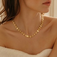 Collier ras du cou en acier inoxydable plaqué or 18 carats, bijoux délicats, vente en gros