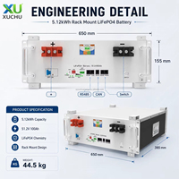Système de stockage solaire XU 5kWh 15kWh, onduleur domestique 51.2V, batterie LiFePO4 Power Wall 100Ah, communication CAN, sortie 10-20kW, 6000