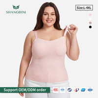 SHANGBINI – Camisole côtelée moderne sans couture avec soutien-gorge intégré, bretelles réglables, grande taille, effet lissant 2-en-1, L-4XL