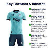 Jersey Sepak Bola Bolak-Balik Custom Sublimasi Bahan Polyester Mesh dengan Logo Nama Nomor, Kaos Sepak Bola OEM Grosir