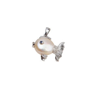 Accessoires DIY Wenchi, Collier en argent S925 avec pendentif baroque en forme de queue de poisson, orné de perles et de jade, pour femme, avec support vide pour jadéite - Product Image 5