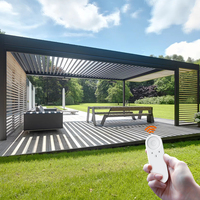 Système de toit à lames motorisé personnalisé pour jardin extérieur, pergola bioclimatique en aluminium, gazebo, balcon, facile à installer, nature