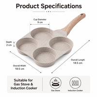 Poêle à œufs carrée antiadhésive en aluminium 4 tasses, vente en gros directe usine, pour petit-déjeuner et crêpes, idéale pour la cuisine domestique