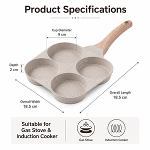 Poêle à œufs carrée antiadhésive en aluminium 4 tasses, vente en gros directe usine, pour petit-déjeuner et crêpes, idéale pour la cuisine domestique - Product Image 5