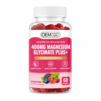 Gummies de glycinate de magnésium 400 mg pour la relaxation, le soutien musculaire et un sommeil réparateur, sans sucre, soin bien-être quotidien, OEM