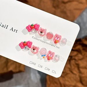 <span class=keywords><strong>Uñas</strong></span> Postizas Hechas a Mano para Niñas de 3 a 12 Años, con Diseños de Dibujos Animados, Pegatinas de Arte para <span class=keywords><strong>Uñas</strong></span>, Venta al Por Mayor - Product Image 5