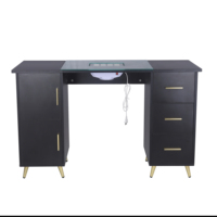 Table de manucure en marbre noir, design moderne, avec collecteur de poussière, idéale pour salons de beauté, bars à ongles et centres commerciaux – Meilleures ventes