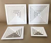 Diffuseur de plafond carré en ABS épaissi 500x500mm, grille d'aération HVAC à 4 voies avec adaptateur de conduit rond de 200mm pour bureau et maison