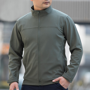 Customized Printed <strong>Waterproof</strong> <strong>Warm</strong> Standing Collar Men's Autumn Casual Softshell Fleece Jacket 300gsm Zipper Closure - Product Image 5