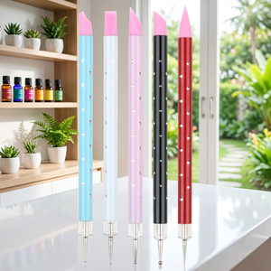 Lot de 5 pinceaux à ongles en silicone creux, double extrémité, pour motifs pétales de fleurs et pois ronds, outils de nail art - Product Image 5