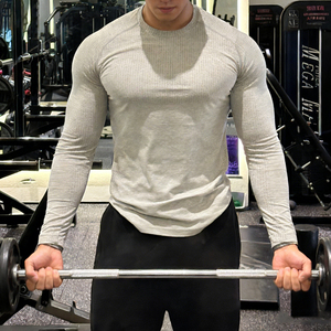 Maglietta a Maniche Lunghe Senza Cuciture in Jacquard ad Asciugatura Rapida per Uomo, Abbigliamento Sportivo Compressivo per Fitness e Allenamento all'Aperto - Product Image 4