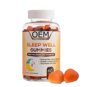 Oem 100% Natuurlijke Slaap Ondersteuning Melatonine Gummies Extra Sterkte Slaap Gummy Met Gaba Vc Slaap & Stress Ondersteuning Supplement