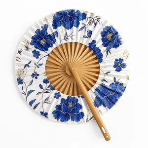 Personalized Custom Printing Folk Art Lightweight Portable Outdoor Event Birthday Favor Hand <b>Craft</b> Fan <b>Bamboo</b> Hand Round Fan - Product Image 3