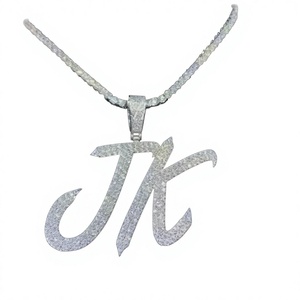 JK <b>Letter</b> Pendant stylish moissanite + silver style Crystal luxury look <b>Charm</b> Unisex Fashion Jewelry pendant - Product Image 1