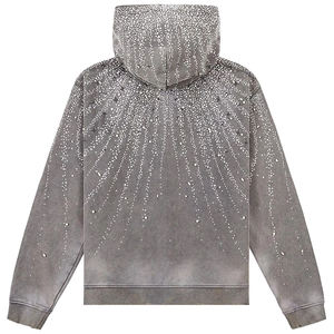 Sweat à capuche pour homme personnalisé, luxe, strass, design <span class=keywords><strong>de</strong></span> créateur, haute qualité, double fermeture éclair, strass en cristal, diamant - Product Image 3