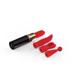 女性のための充電式電気大人のおもちゃ4つの異なるアダプターを備えたミニ口紅弾丸バイブレータークリトリス吸引バイブレーター