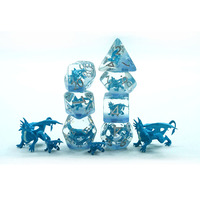 Ensemble de dés en résine DND, 7 pièces, dés polyédriques avec inclusion de dragon bleu pour les jeux de rôle Dungeons and Dragons