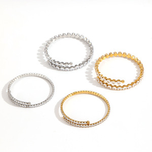 Pulsera de acero inoxidable con incrustaciones de diamantes para mujer, diamante sintético cultivado en laboratorio con corte brillante redondo, joyería de uso diario - Product Image 4
