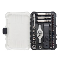 Kit d'outils de réparation de vélo 38 pièces : Clé à cliquet multifonction 1/4'' à dégagement rapide, embouts et douilles CR-V, levier de pneu