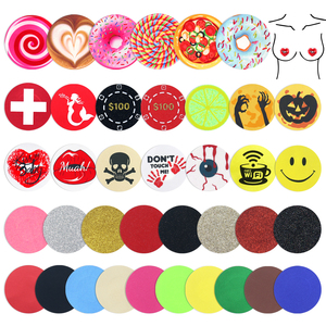 Copricapezzoli Rotondi Pronti per la Spedizione, Mix & Match con Qualsiasi Motivo: Faccina Sorridente, Arcobaleno, Glitter, Camouflage, Cibo, Usa e Getta, per Donne - Product Image 6